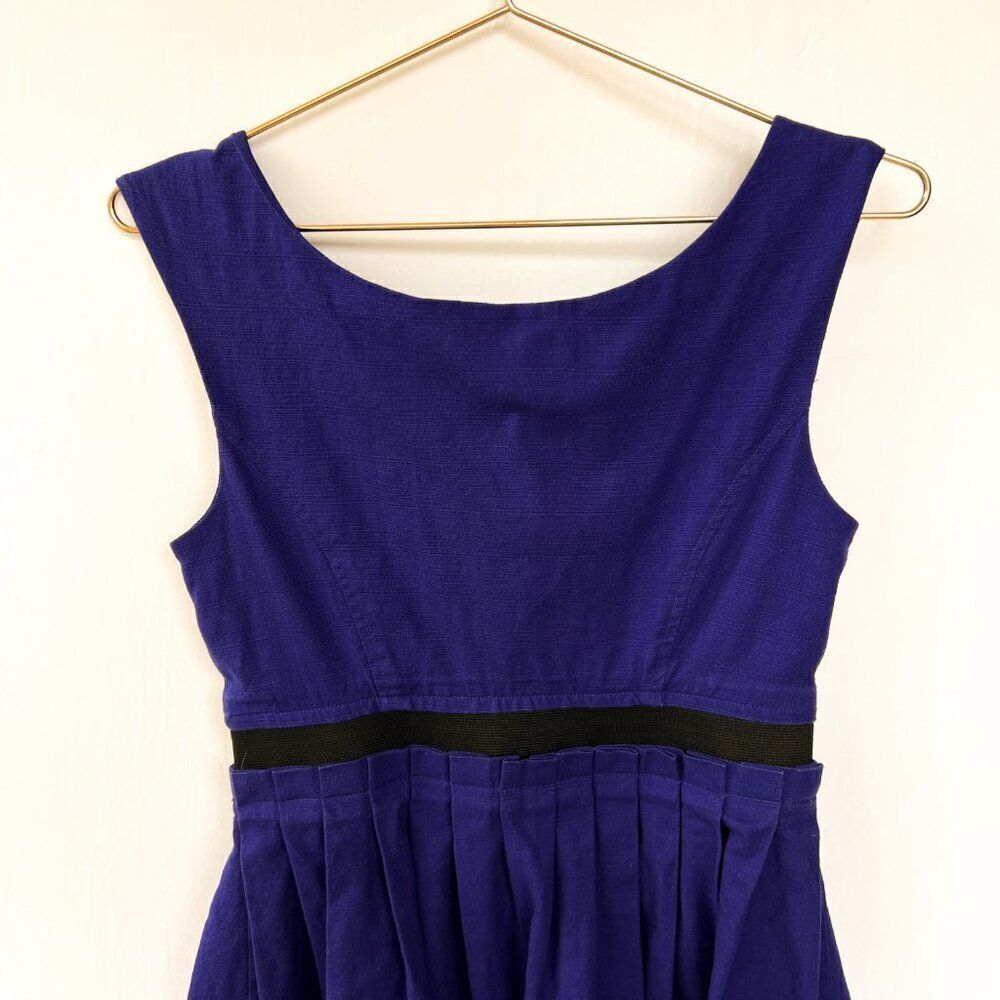 Guess Royal Blue Sleeveless Pleated Front Zip Aline Dress Size 8 - Picture 7 of 8